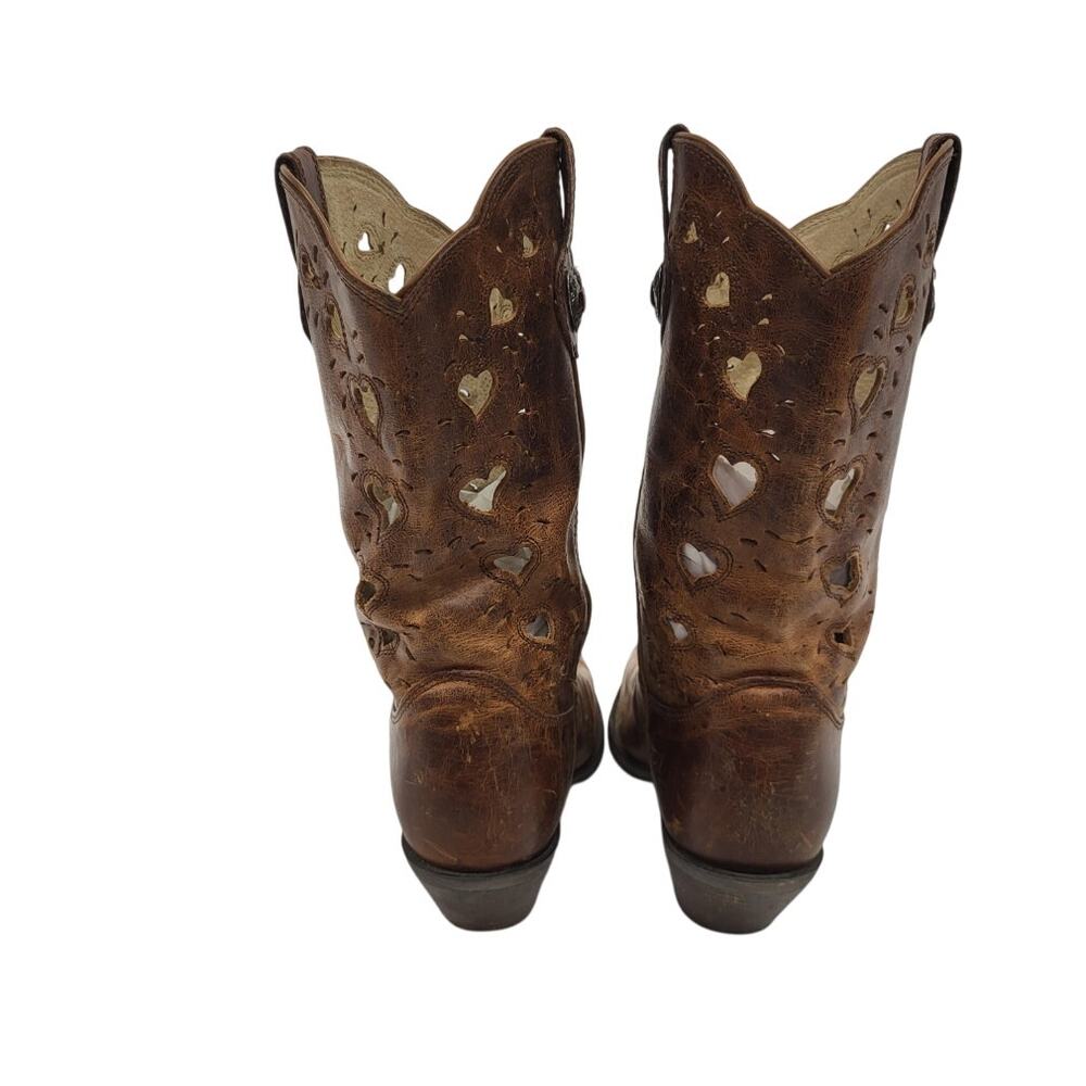 Durango Y2K Vintage Western Heart Cowboy Boots Brown Leather 8.5M Festival - Picture 4 of 7
